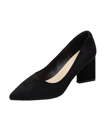 Damen Pumps Bequeme Arbeitsschuhe High Heels Pointed Toe Kleid Partei Gericht Schuhe Elegant Mit Blockabsatz Pumps von EndoraDore