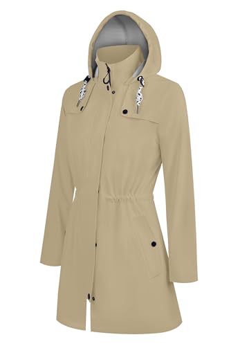 EnduaReve Regenjacke Damen Lang Wasserdicht Regenmantel Leichte Übergangsjacke Gefütterte Trenchcoat Kapuze Outdoor Jacke Khaki M EnduaReve Regenjacke Damen Lang Wasserdicht Regenmantel Leichte Übergangsjacke Gefütterte Trenchcoat Kapuze Outdoor Jacke Khaki M von EnduaReve