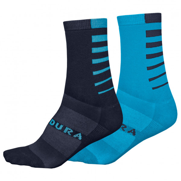 Endura - Coolmax Stripe Socken Doppelpack - Radsocken Gr S/M blau von Endura