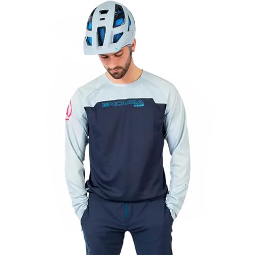 Endura MT500 Burner II Langarm-Radtrikot für Herren, Schwarz, blau, XXL von Endura