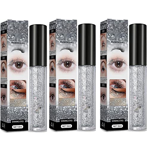 Diamond Glitter Mascara Topper, Waterproof Shimmer Charming Longlasting Mascara, Perfect for Stage Party Wedding Music Festival Very Sparkling Eyes Makeup (3pcs) von Endxedio