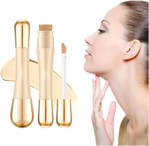 2 in 1 Foundation Anti-wrinkle Concealer, Foundation Stick With Built-in Brush, High Coverage Matte Liquid Concealer, Long Lasting Waterproof Concealer, Face Contour Concealer for All Skin (#01) von Endyniner