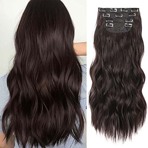 Clip in Extensions 50cm Braun 4 Teiliges Set wie Echthaar Haarverlängerung Haarteile Clips in Extension Lang Locken Synthetisch Haarteile Zopf für Damen 200g 4# 050M Clip in Extensions 50cm Braun 4 Teiliges Set wie Echthaar Haarverlängerung Haarteile Clips in Extension Lang Locken Synthetisch Haarteile Zopf für Damen 200g 4# 050M von Enenblau