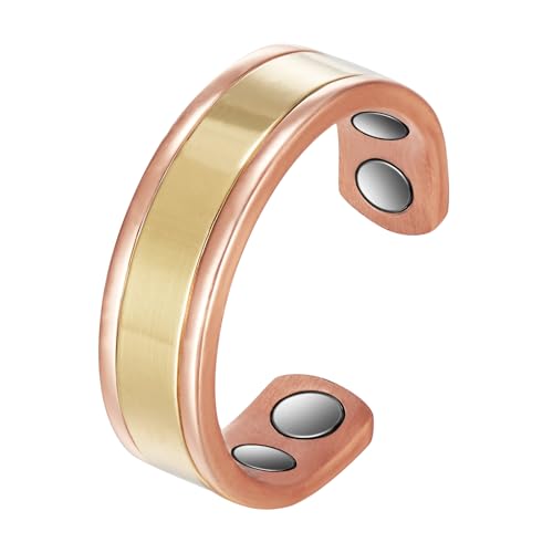 3500 Gauss Kupferringe für Frauen mit Arthritis, 4 starke Magnete lindern wirksam Arthritis und Karpaltunnelschmerzen, Magnetfeldtherapie hat eine leichte Wirkung auf Rheuma und Lymphdrainage (L) von EnerCoppeX