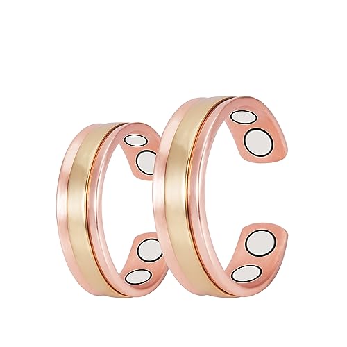 3500 Gauss Kupferringe für Frauen mit Arthritis, 4 starke Magnete lindern wirksam Arthritis und Karpaltunnelschmerzen, Magnetfeldtherapie hat eine leichte Wirkung auf Rheuma und Lymphdrainage (S+L) von EnerCoppeX