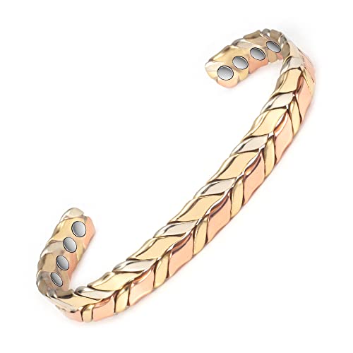 EnerCoppeX 3500 Gauss Magnetarmband für Damen und Herren, 99,99% reines Kupfer, klassisches indisches handgewebtes Handwerk, inklusive 8 Magneten (C), Kupfer von EnerCoppeX