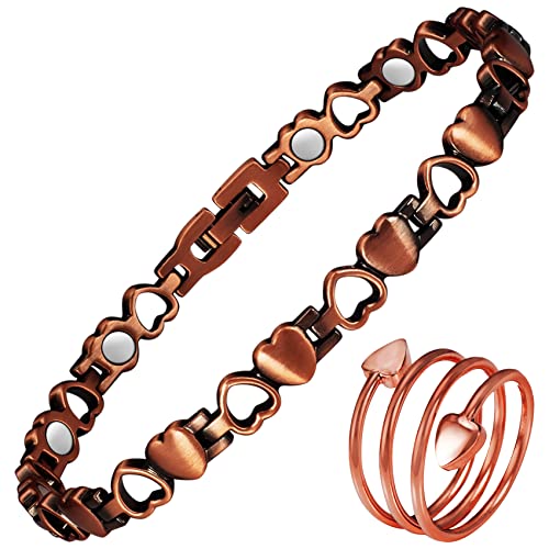 EnerCoppeX Damen Pure Popper Magnetisches Fußkettchen Liebe Herz Design Magnet Fußkettchen mit Magnet 24 Länge (D) von EnerCoppeX