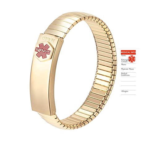 EnerCoppeX SOS Medical Alert PersonalizedID Medizinisches Notfall-Armband aus Edelstahl für alle Menschen auf Reisen und im Falle einer Dringlichkeit, 7.48 inches, Edelstahl von EnerCoppeX