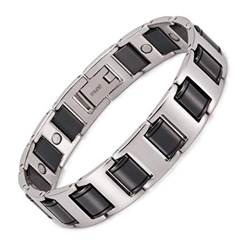 EnerMagiX Magnetische Lymph-Armbänder aus Titanstahl, Entgiftungs-Armbänder für Damen und Herren, 4596SBK von EnerMagiX