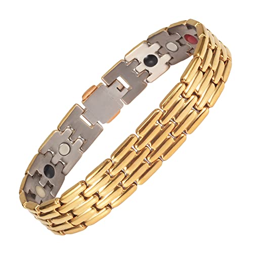 EnerMagiX Magnetische Lymph-Armbänder aus Titanstahl, Entgiftungs-Armbänder für Damen und Herren, 4713G von EnerMagiX