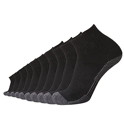 EnerWear 10P Pack Herren und Damen Baumwolle Feuchtigkeitstransport Kissen Low Cut Socken, Schwarze Sohle mit Netzmuster, 43-47 EU von EnerWear