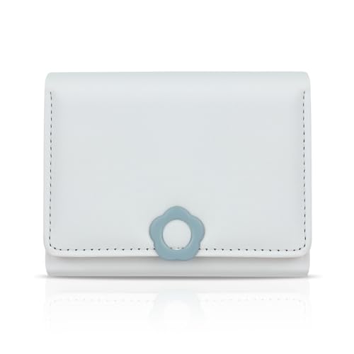 Energather Damen Geldbörsen Süße Kleine Geldbörsen Tragbare Mini Reise Geldbörse Trifold Weich PU Leder Geldbörsen Kurze Slim Bargeld Geldbörse Münzbörse mit mehreren Kartenfächern, blau, S, Casual von Energather