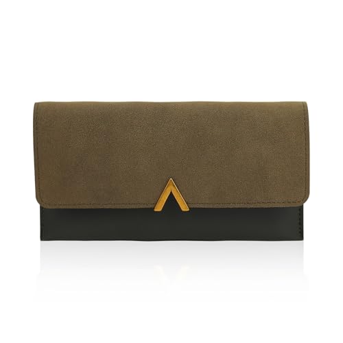 Energather Geldbörse Damen, PU Leder Portemonnaie Geldbörse für Frauen, Geldbeutel Portmonee Wallet für Reisen, Einkaufen (Grün) von Energather