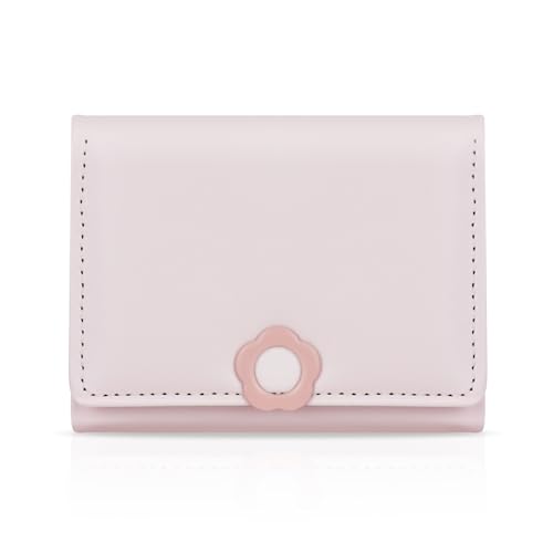 Energather Geldbörse Damen, Niedliche Geldbeutel Damen Tragbare Mini Portmonee für Frauen, PU Leder Kleines Portemonnaie für Frauen, Geldbörse Klein mit Mehreren Kartensteckplätzen (Rosa) von Energather