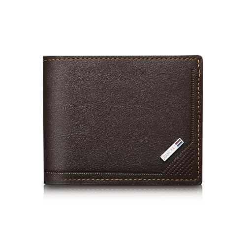 Energather Mens Wallets, Weiche Schlanke PU Leder Geldbeutel Herren mit Mehreren Karten Slots, Minimalistische Herren Geldbörse Münze Tasche, Leichte Reise Brieftasche für Geschäftsreisen (Kaffee) von Energather