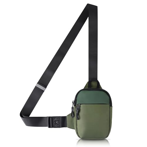 Energather Schultertasche Herren, Mini Sling Bag Crossbody Tasche für Männer, Wasserabweisende Umhängetasche Männer mit verstellbarem Riemen zum Gehen, Laufen, Wandern (Grün) von Energather