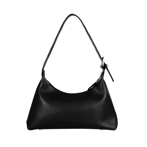 Energather kleine Schultertasche, Klassische Halbmond Leder Schultertasche mit verstellbarem Gürtel, stilvolle Schultertasche kleine Handtasche für tägliche Casual, Arbeit, Dating Outings (Schwarz) von Energather