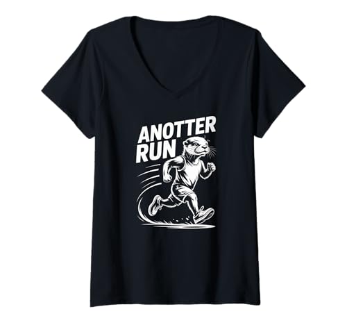 Damen EIN lustiges Joggingmotiv von Anotter Run Otter T-Shirt mit V-Ausschnitt Damen EIN lustiges Joggingmotiv von Anotter Run Otter T-Shirt mit V-Ausschnitt von Energetic Jogging Otter Marathon Lovers