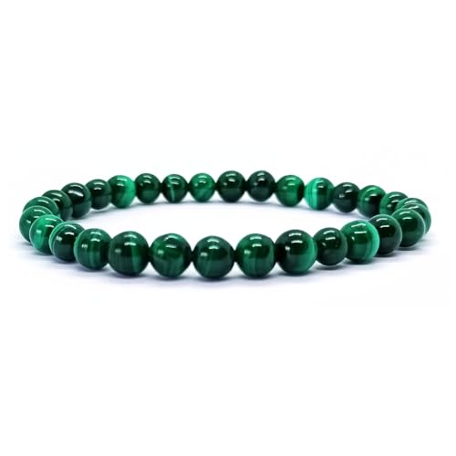 Énergétique jewel Armband Malachit, Kugel 6 mm, Naturstein, Qualität AA für Herren, Damen und Paare, Geschenkidee, Schmuck mit Heilstein von Énergétique jewel