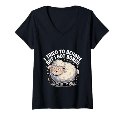 Damen I Tried to Behave But I Got Bored Extrovert Energy - T-Shirt mit V-Ausschnitt Damen I Tried to Behave But I Got Bored Extrovert Energy - T-Shirt mit V-Ausschnitt von Energetische extrovertierte Persönlichkeit