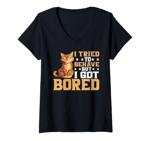 Damen I Tried to Behave But I Got Bored Extrovertierte Energie - T-Shirt mit V-Ausschnitt von Energetische extrovertierte Persönlichkeit
