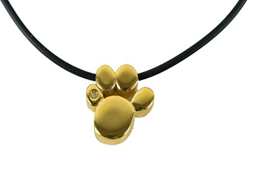 Magnet Kettenanhänger goldene Pfote Energetix 4you 714 24k vergoldet Hund Katze Tatze mit Swarovski Kristall plus Gratis Kette von Energetix-4you