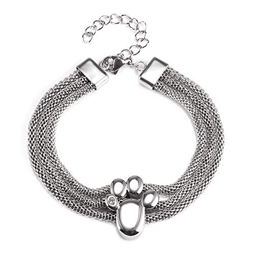 Pfote Power Energie Edelstahl Magnet Armband Hund Katze Bär mit Swarovski Kristall Energetix 4you 7141 Länge Uni 19-24 cm von ENERGETIX-4YOU