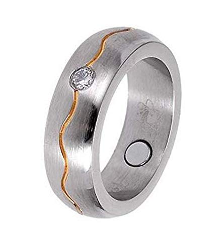 Solitärring Welle bicolor TRINITIX Design Magnetring massiv mit Original Solitaire Swarovski Kristall Magnetix Vintage Fashion Ring Energetix 4you 367 Größe 19 von Energetix-4you