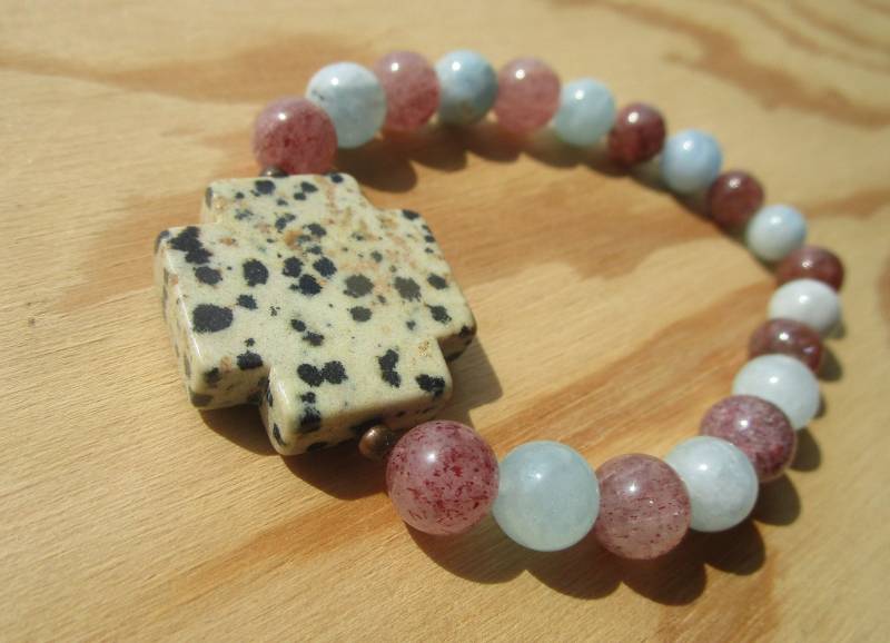 Dalmatinerjaspis Lepidochrosit Aquamarin Armband von EnergieArbeitGraz