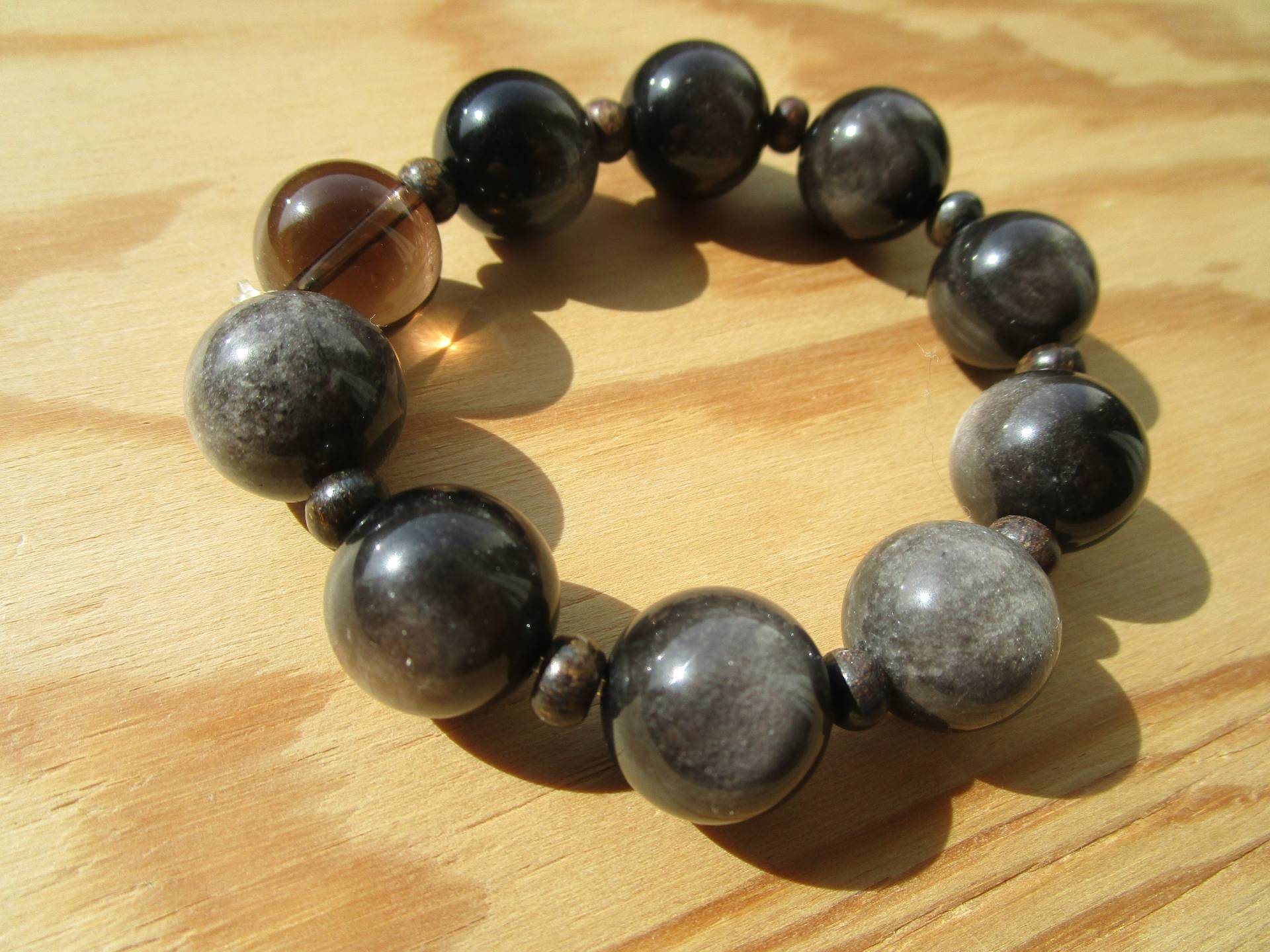 Silber Obsidian Rauchquarz Bronzit Armband Silber Obsidian Rauchquarz Bronzit Armband von EnergieArbeitGraz