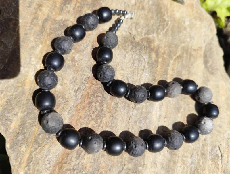 Silber Obsidian Schwarze Jade Hämatit Kette Durch Die Angst Hindurch von EnergieArbeitGraz