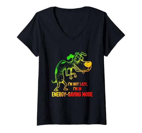 Damen Ich Bin Nicht faul, ich Bin im energiesparenden Modus T-Shirt mit V-Ausschnitt Damen Ich Bin Nicht faul, ich Bin im energiesparenden Modus T-Shirt mit V-Ausschnitt von Energiesparmodus Regenbogen -Tee