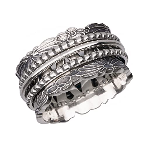 Energy Stone CHRYSANTHEME - Spinner-Ring aus Sterlingsilber mit drei Drehringen (Style UK78) von Energy Stone