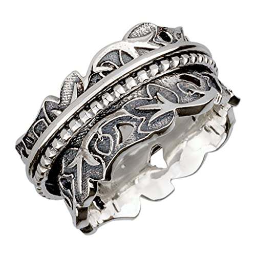 Energy Stone MOHNBLUME - Spinner-Ring aus Sterlingsilber mit Kupfer-Drehringen (Style UK75) von Energy Stone