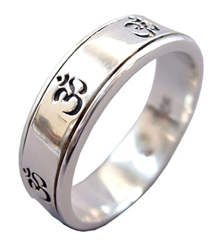 Energy Stone SIEBEN OM Sterlingsilber Meditationsring mit Drehringen (Style UK39) von Energy Stone