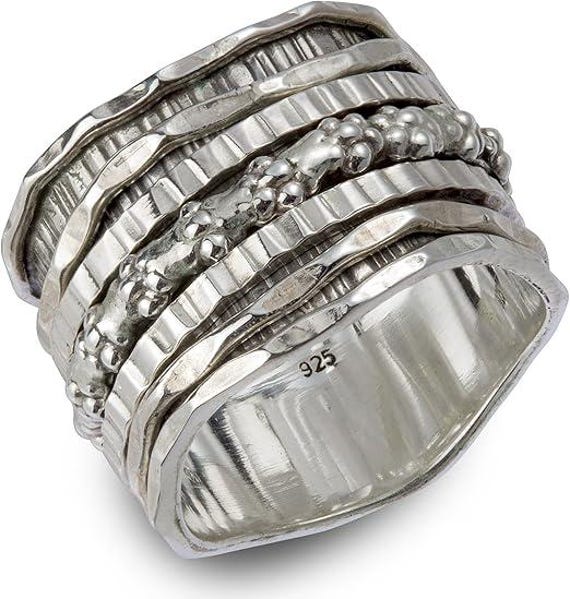 Energiestein "Angelic" Meditation Drehring Mit 5 Äußeren Drehern Auf Einer Sterling Silber Basis | Style-# Us11 von EnergyStoneJewelley
