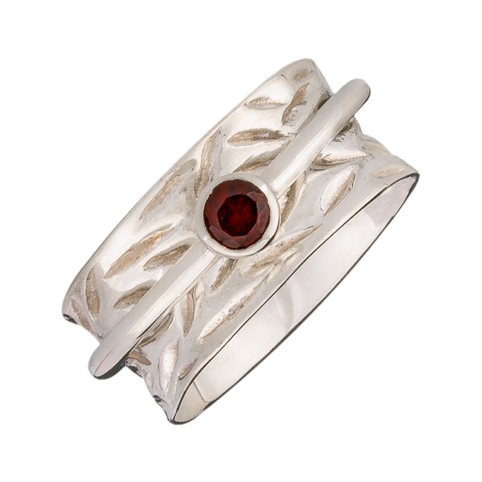 Energiestein "Basis Chakra" 5 Mm Facettierter Granat Silber Meditation Drehring | Style# Usa26-Gar von EnergyStoneJewelley