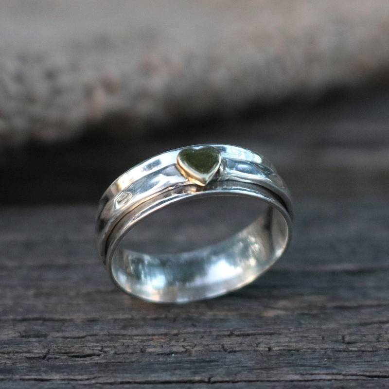 Energiestein "Simple Heart" Meditation Spinner Ring | Style# Us68 von EnergyStoneJewelley