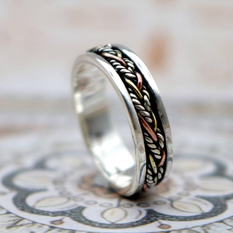Energiestein "Twine" 5.5 Mm Tri-Color Meditation Spinner Ring | Style# Us40 von EnergyStoneJewelley