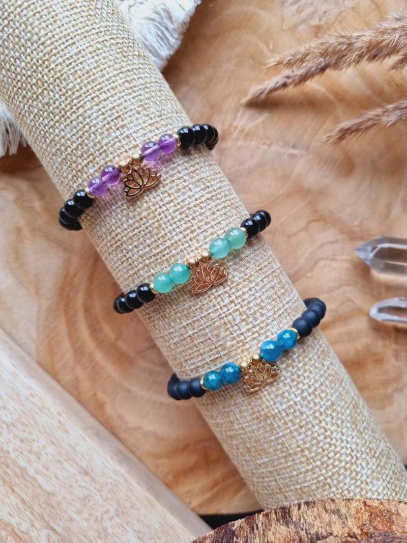 Edelstein Makramee Armbänder Mit Lotus Blüte/Handgefertigt | Wählbar von EnergyofCrystal