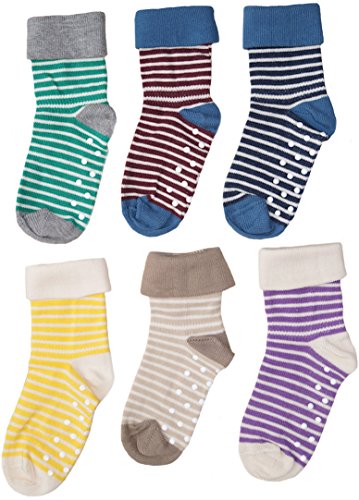 1-2-4-6 Paar Baby Kinder Socken Stoppersocken Bio-Baumwolle Gr.18 bis 26 ABS Antirutschsocken Babysocken Kindersocken (21-23, 2 Paar lila) von Enetal Natur&Baby und Kind