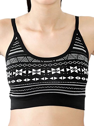 Damen Bustier Bio-Baumwolle Sport BH Top Unterhemd 9 Farben Yoga Pilates Fitness (M, schwarz-Natur) von Enetal Natur&Damen