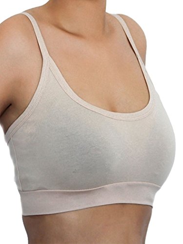 Damen Bustier Bio-Baumwolle Sport BH Top Unterhemd 9 Farben Yoga Pilates Fitness (L, beige) von Enetal Natur&Damen