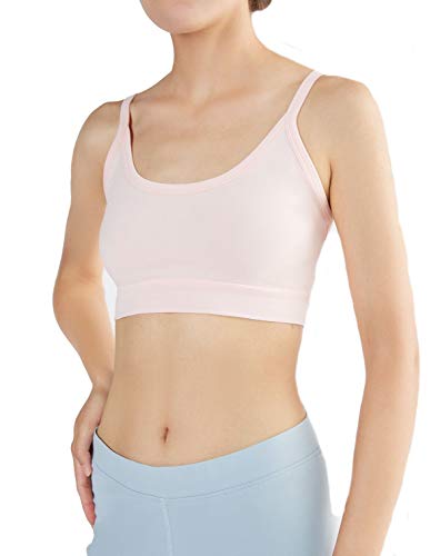 Damen Bustier Bio-Baumwolle Sport BH Top Unterhemd 9 Farben Yoga Pilates Fitness (L, rosenquarz) von Enetal Natur&Damen