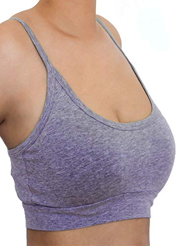 Damen Bustier Bio-Baumwolle Sport BH Top Unterhemd 9 Farben Yoga Pilates Fitness (M, lila-Melange) von Enetal Natur&Damen