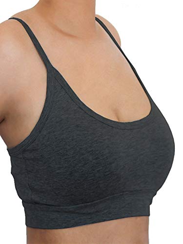 Damen Bustier Bio-Baumwolle Sport BH Top Unterhemd 9 Farben Yoga Pilates Fitness (XL, anthrazit) von Enetal Natur&Damen