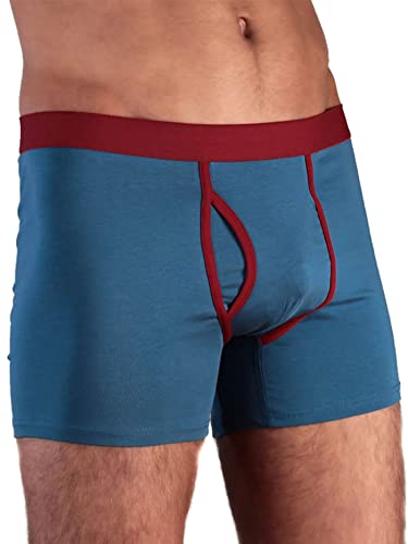 Herren Boxershorts mit Eingriff Bio-Baumwolle Unterhose Unterwäsche (M-50 blau) von Enetal Natur&Herren
