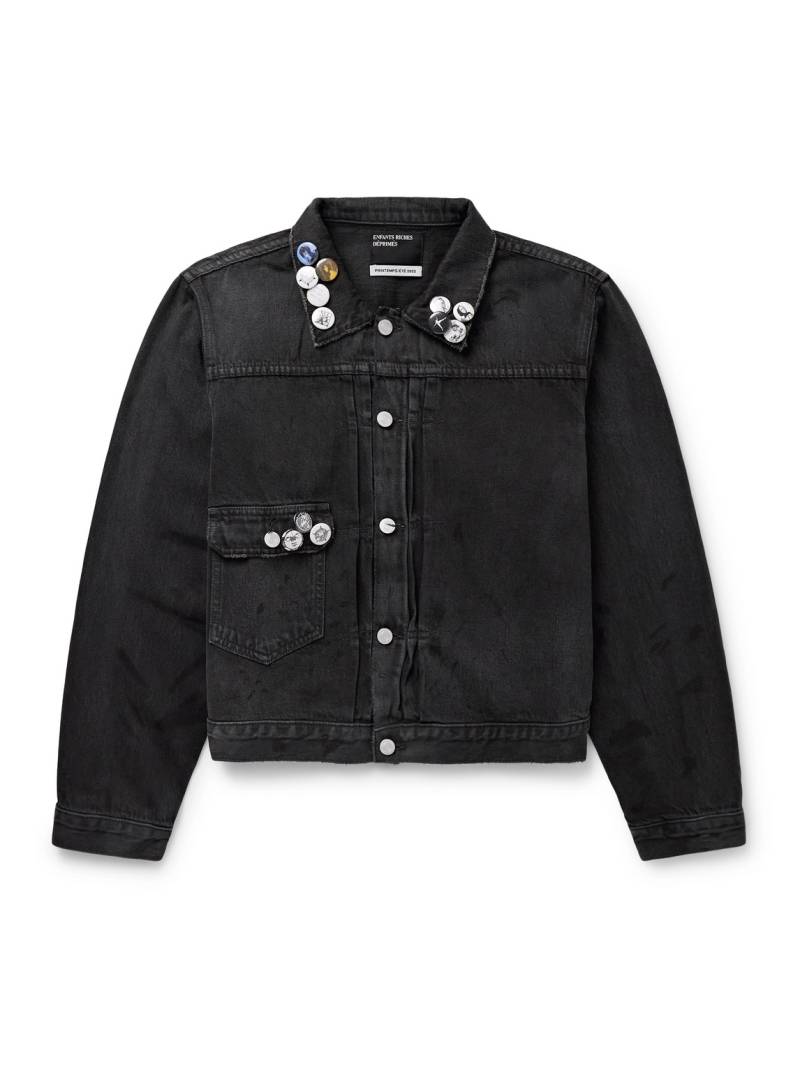 Enfants Riches Déprimés - Appliquéd Distressed Panelled Denim Jacket - Men - Gray - S von Enfants Riches Déprimés
