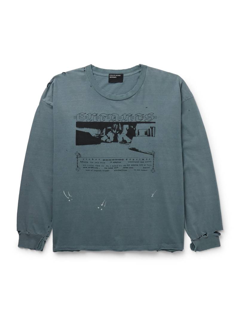 Enfants Riches Déprimés - Boy in Chains Distressed Paint-Splattered Logo-Print Cotton-Jersey T-Shirt - Men - Blue - M von Enfants Riches Déprimés