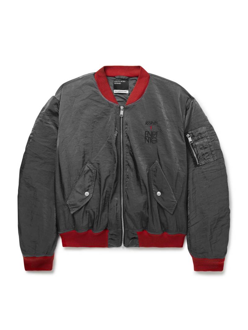 Enfants Riches Déprimés - Logo-Embroidered Padded Crinkled-Shell Bomber Jacket - Men - Gray - XL von Enfants Riches Déprimés